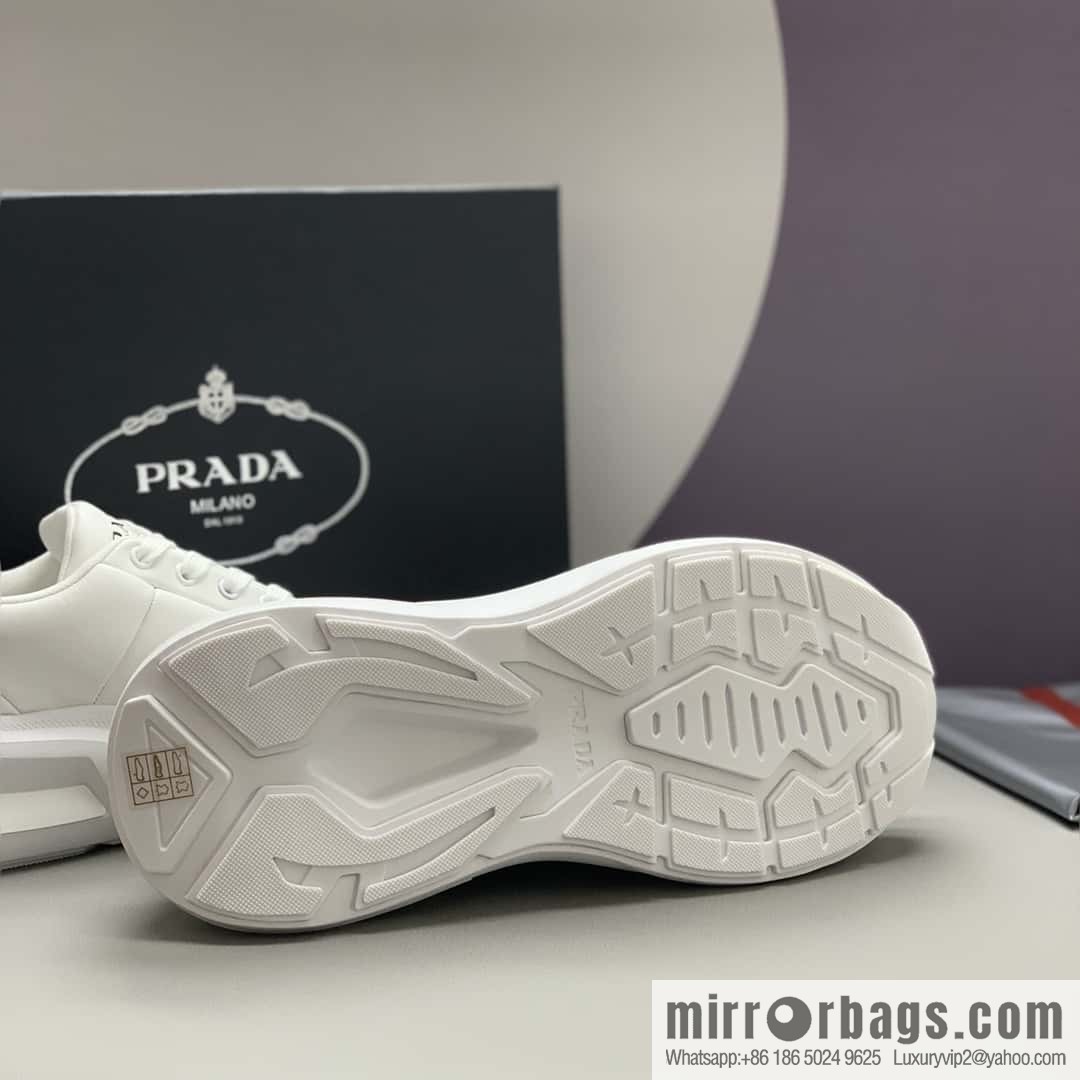 PRADA tongue embossed logo letters, men's sneakers