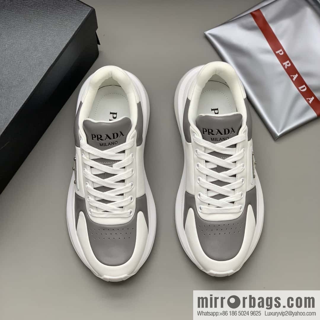 PRADA tongue embossed logo letters, men's sneakers
