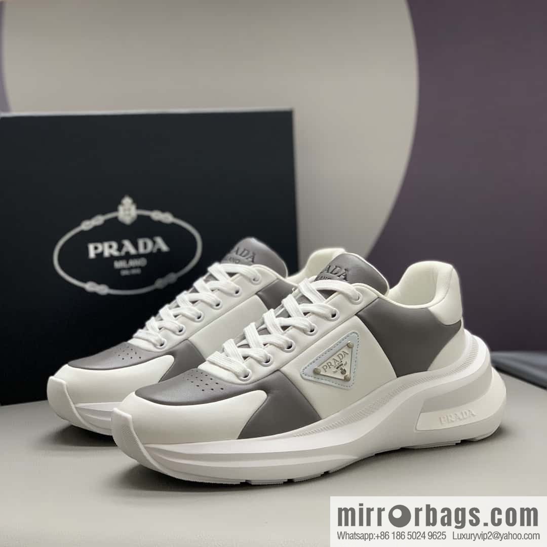 PRADA tongue embossed logo letters, men's sneakers