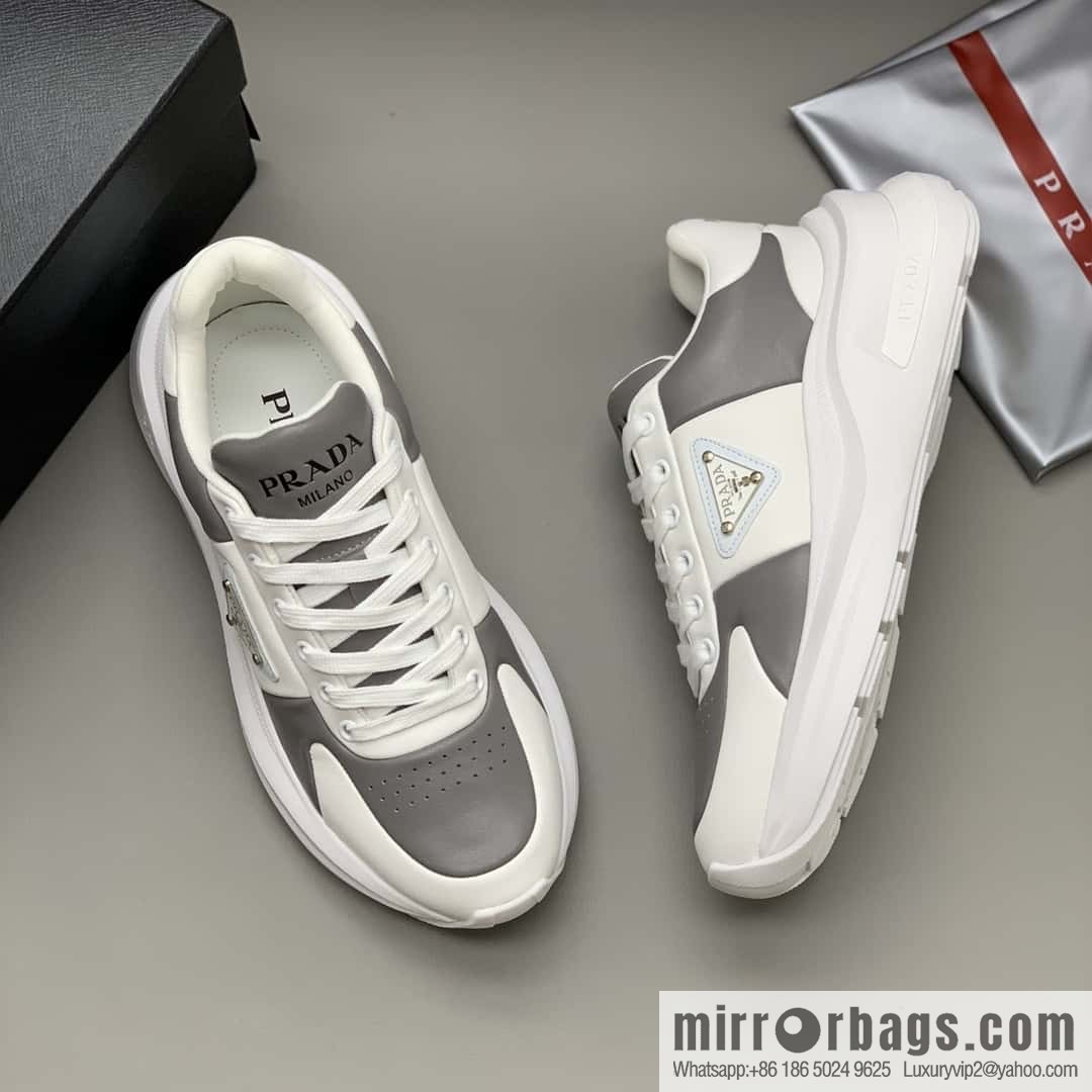 PRADA tongue embossed logo letters, men's sneakers