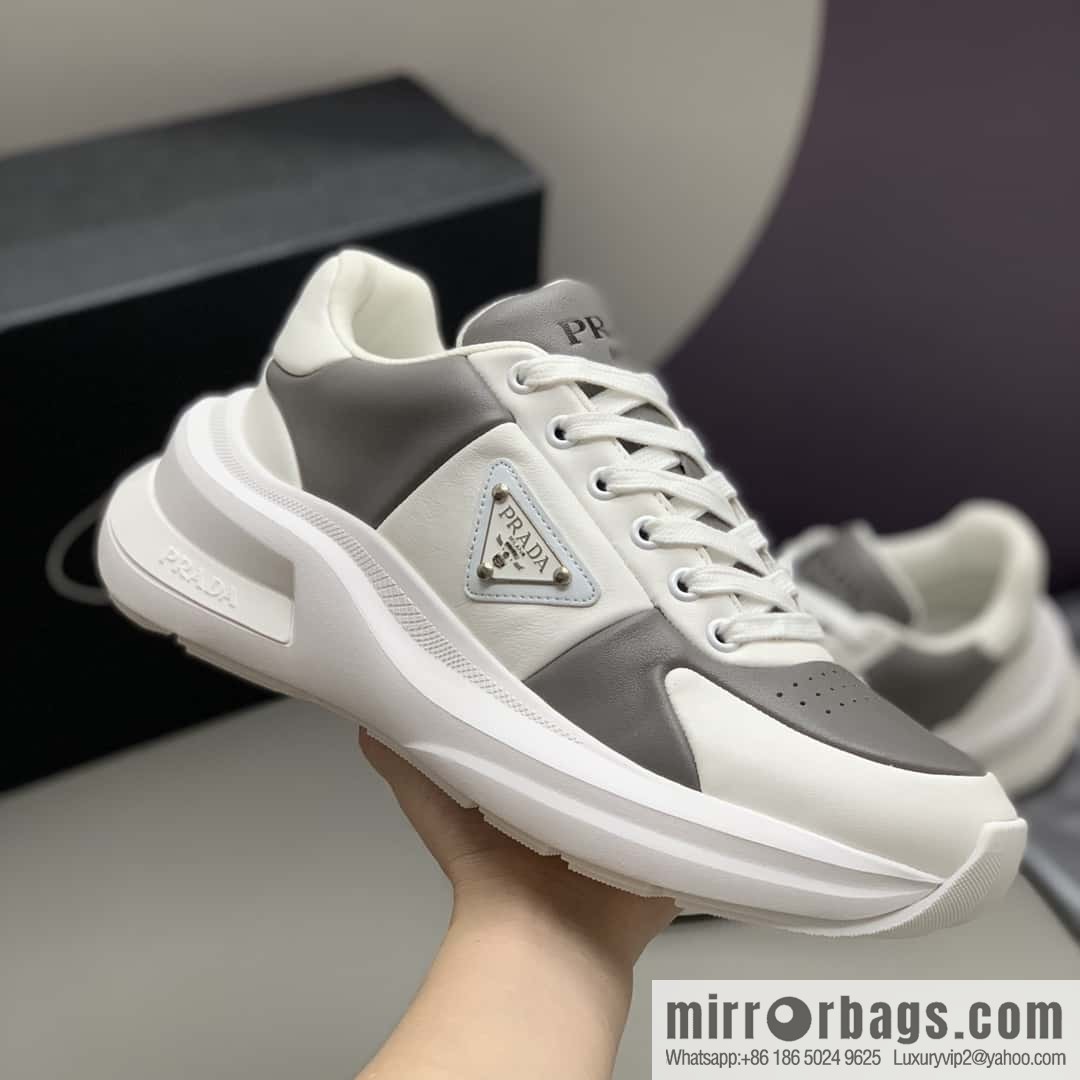 PRADA tongue embossed logo letters, men's sneakers