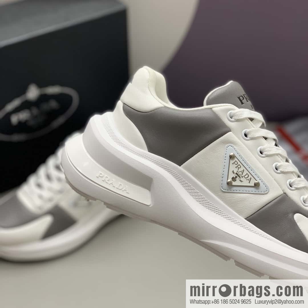 PRADA tongue embossed logo letters, men's sneakers