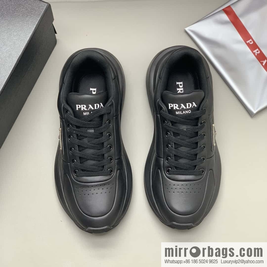 PRADA tongue embossed logo letters, men's sneakers
