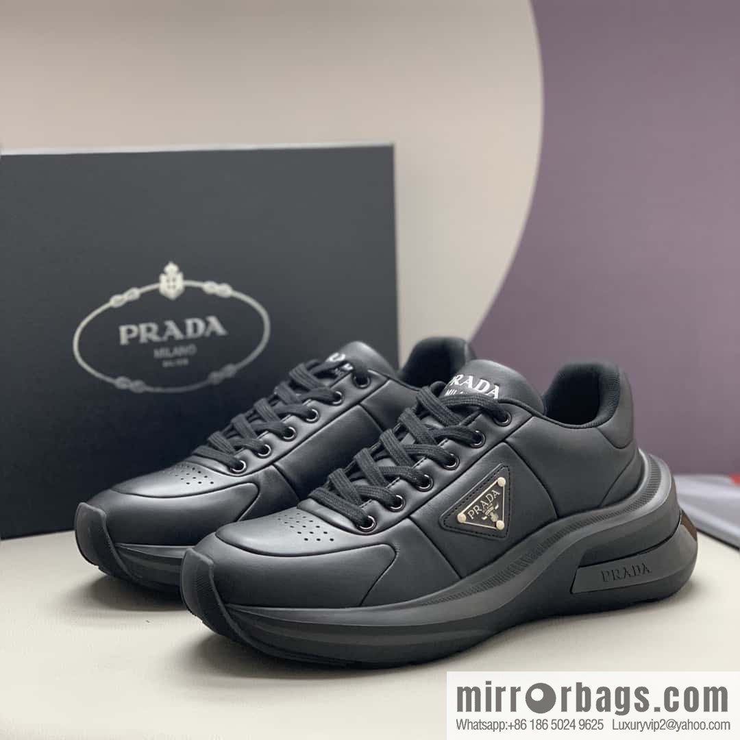 PRADA tongue embossed logo letters, men's sneakers