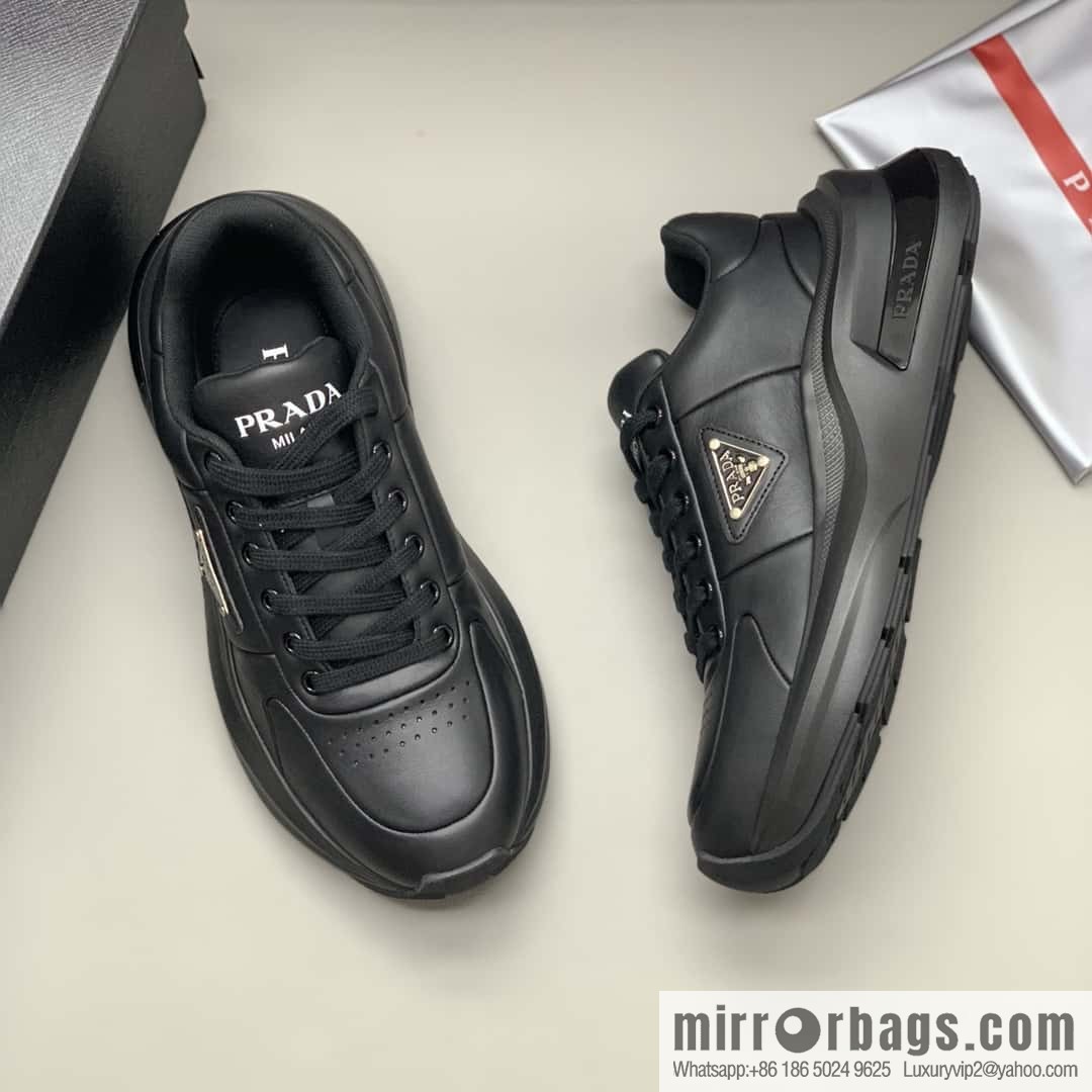 PRADA tongue embossed logo letters, men's sneakers