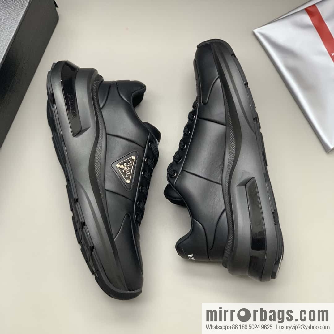 PRADA tongue embossed logo letters, men's sneakers