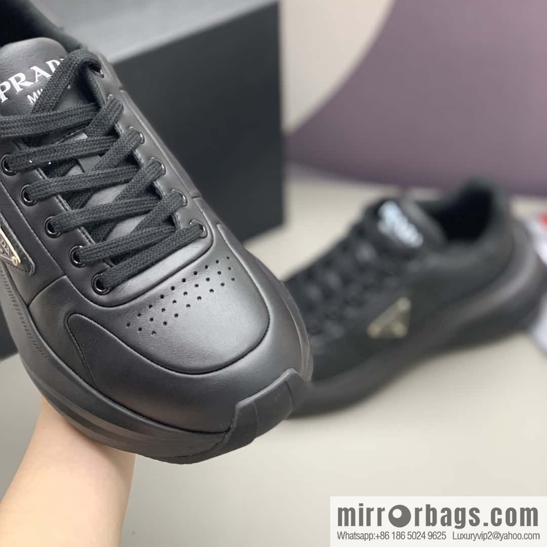PRADA tongue embossed logo letters, men's sneakers