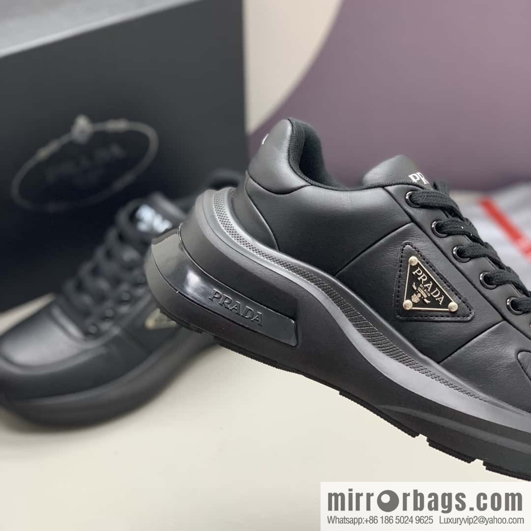 PRADA tongue embossed logo letters, men's sneakers