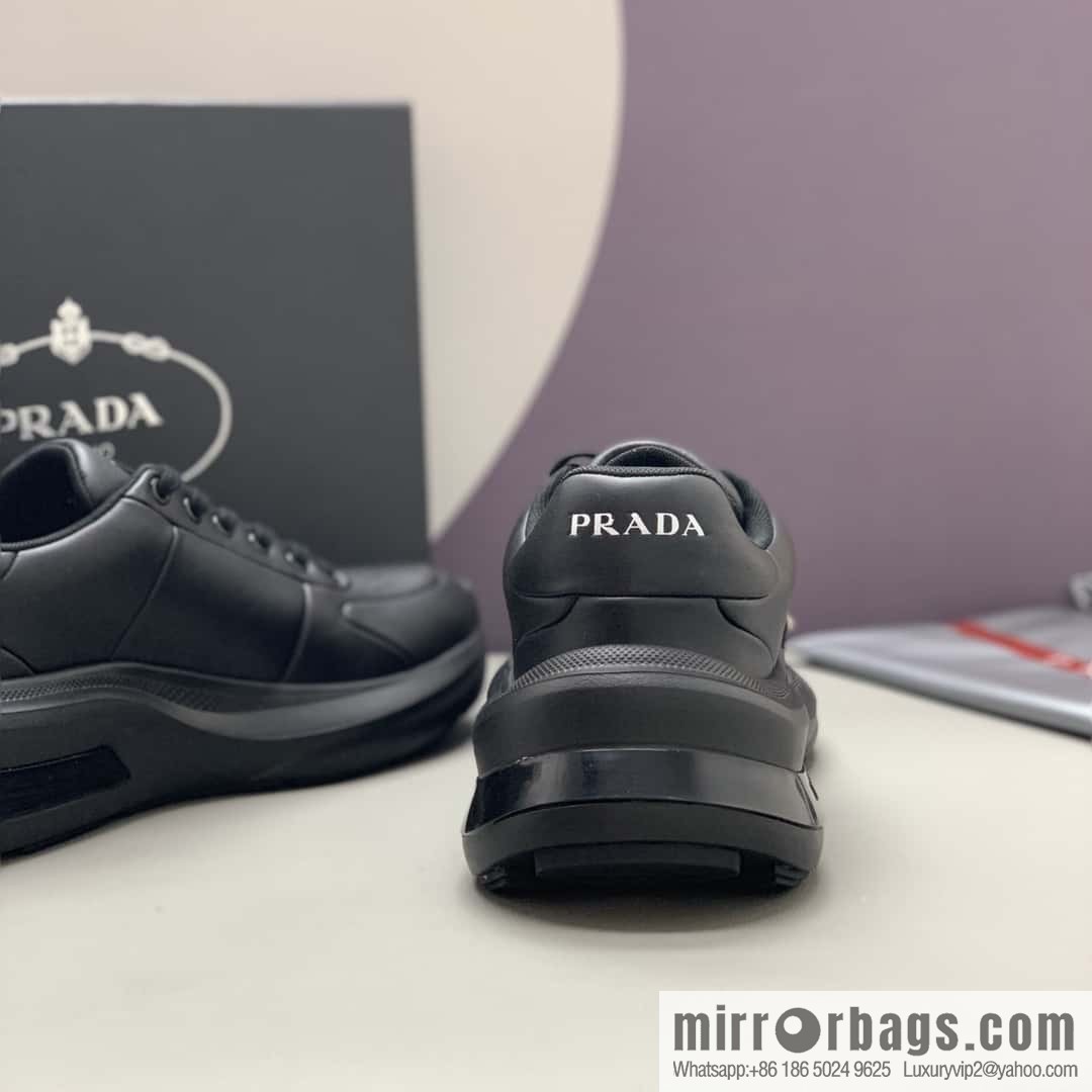 PRADA tongue embossed logo letters, men's sneakers