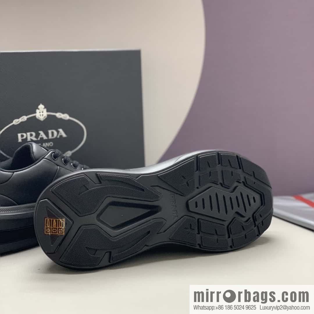 PRADA tongue embossed logo letters, men's sneakers