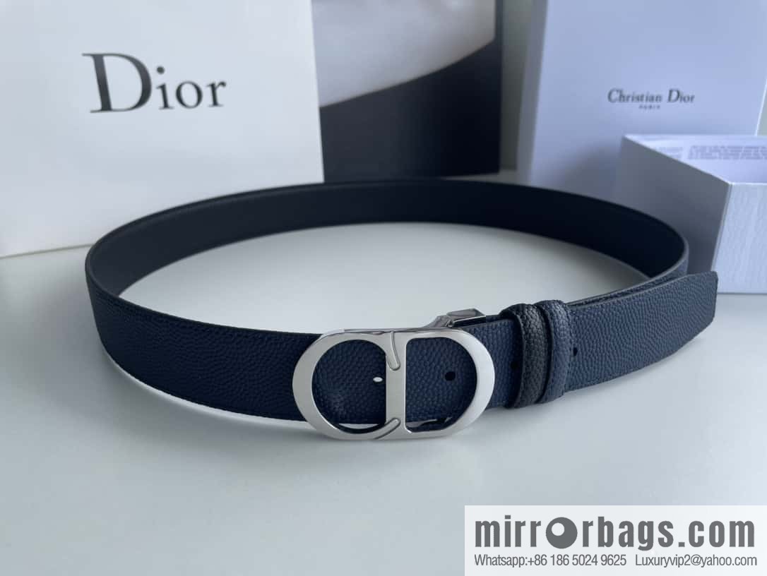 Dior Dior (France) Top layer leather pearl texture men's waist belt width 3.5cm