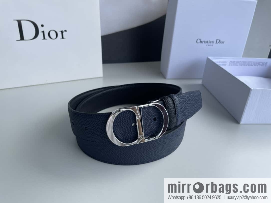 Dior Dior (France) Top layer leather pearl texture men's waist belt width 3.5cm
