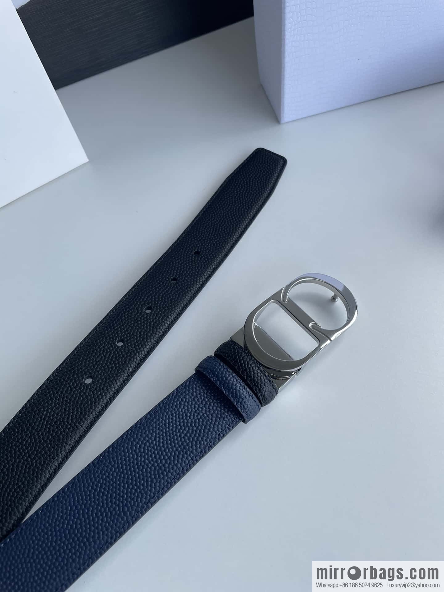 Dior Dior (France) Top layer leather pearl texture men's waist belt width 3.5cm