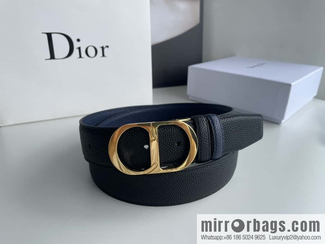Dior Dior (France) Top layer leather pearl texture men's waist belt width 3.5cm
