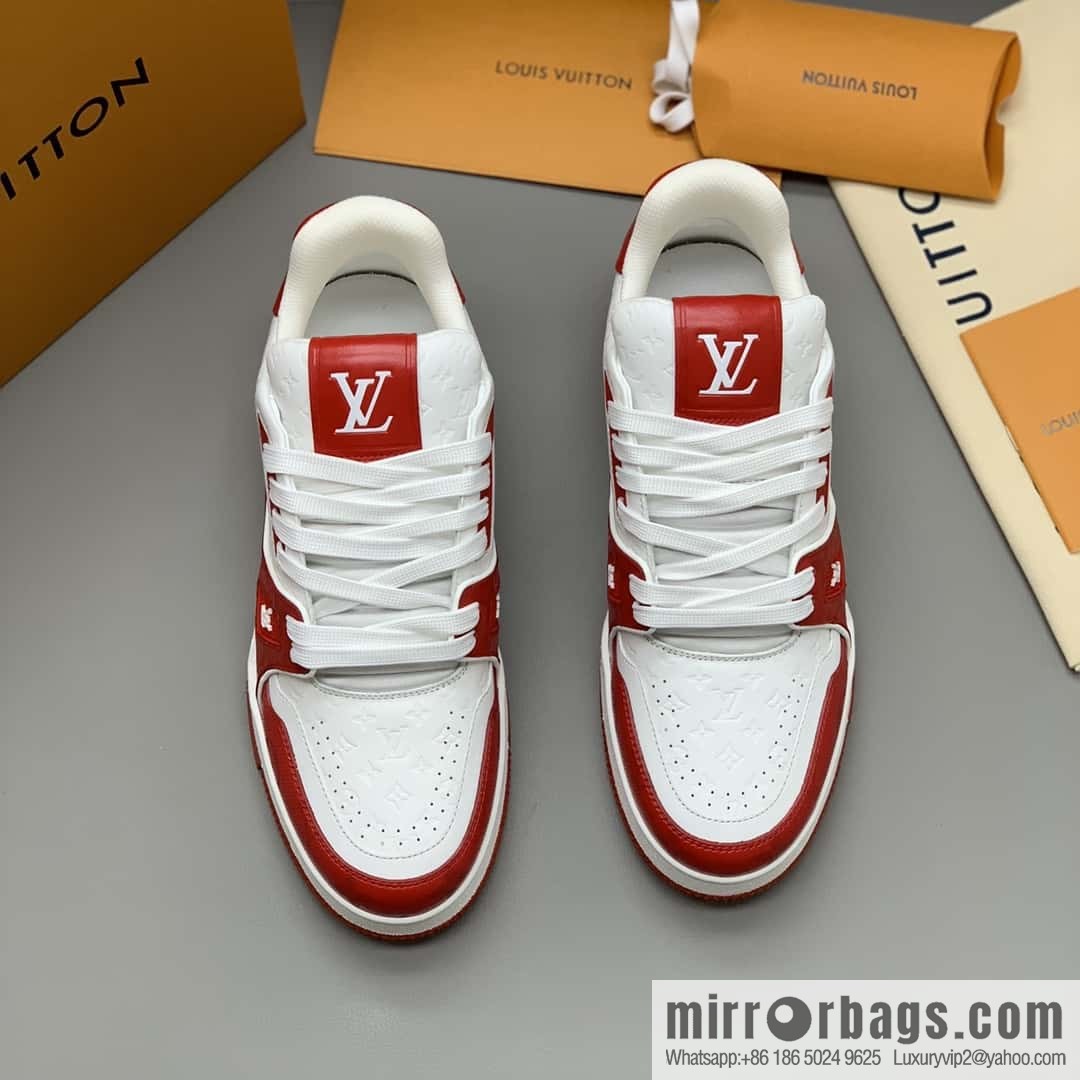 LV color matching calfskin Vuitton logo, couple sports running shoes