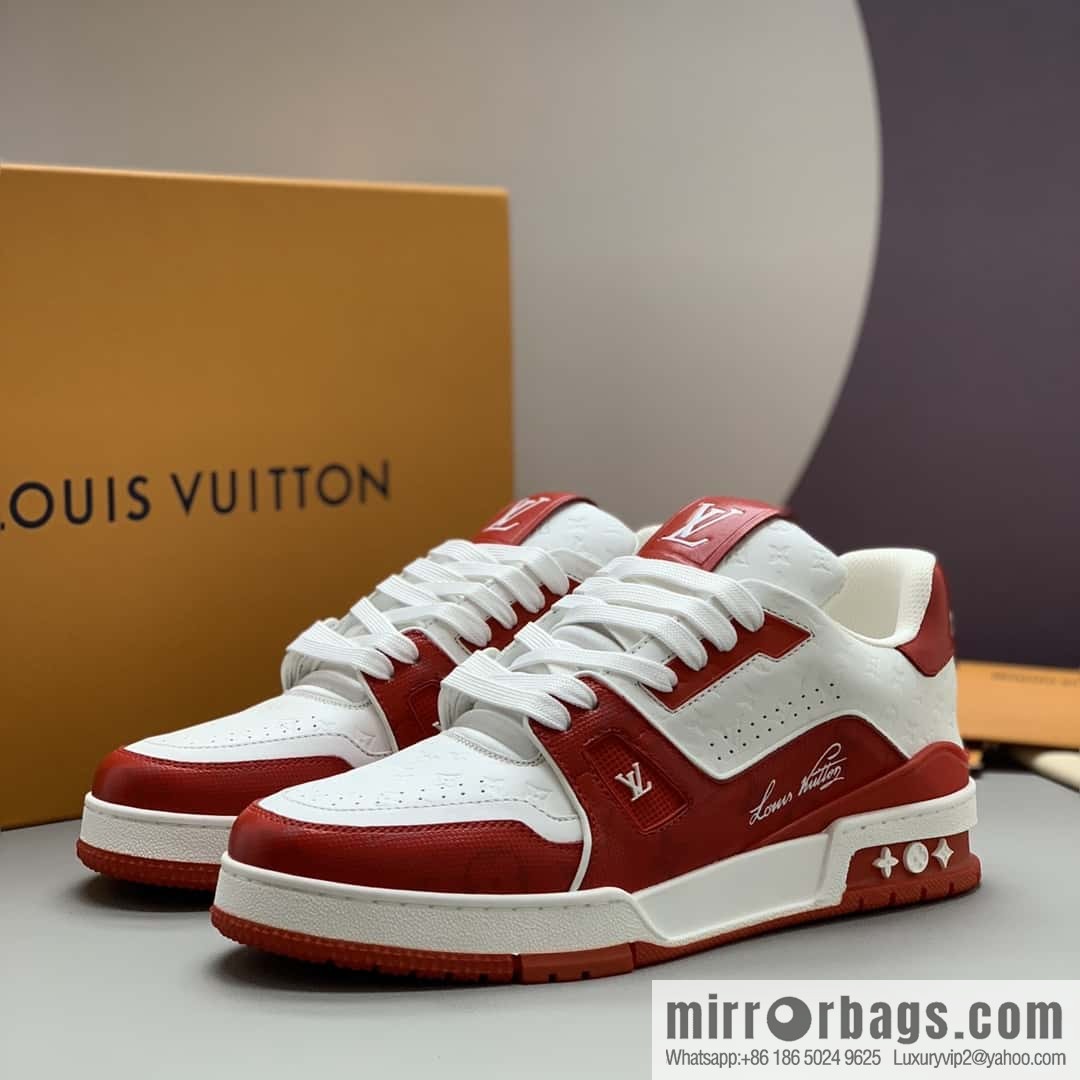 LV color matching calfskin Vuitton logo, couple sports running shoes