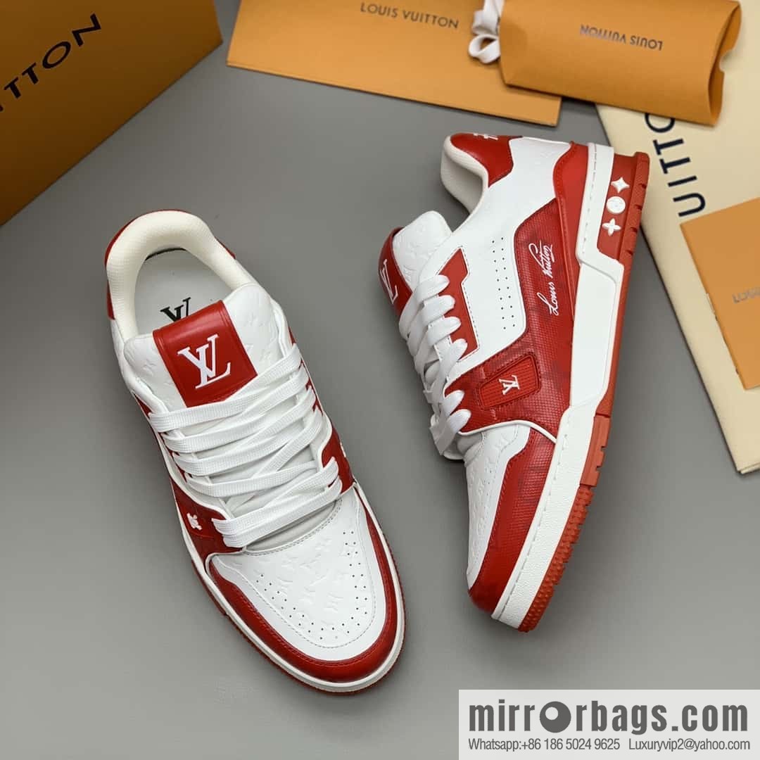 LV color matching calfskin Vuitton logo, couple sports running shoes