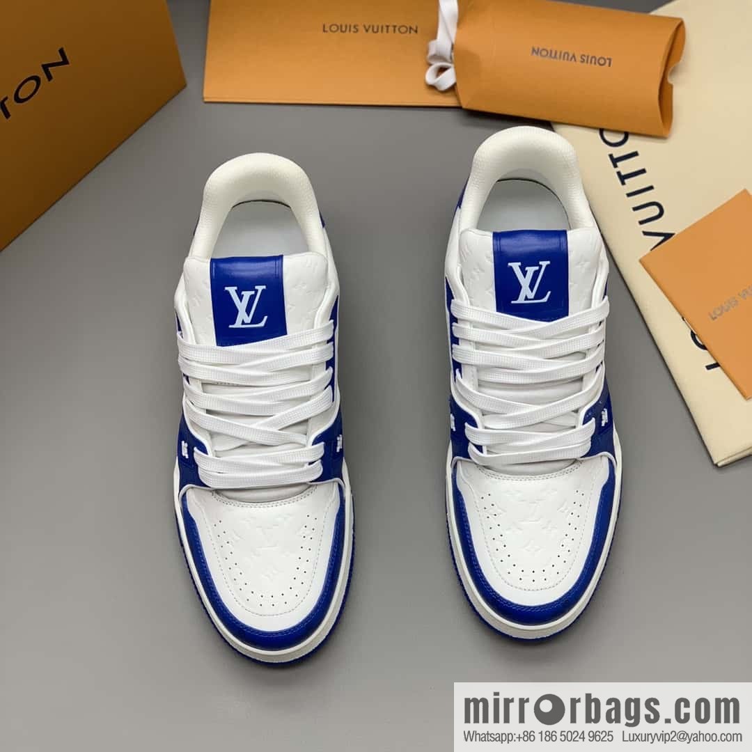 LV color matching calfskin Vuitton logo, couple sports running shoes