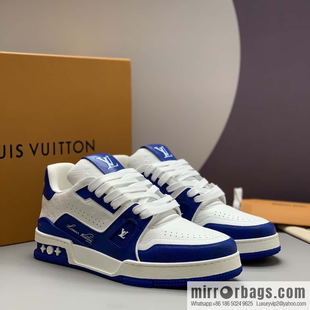 LV color matching calfskin Vuitton logo, couple sports running shoes