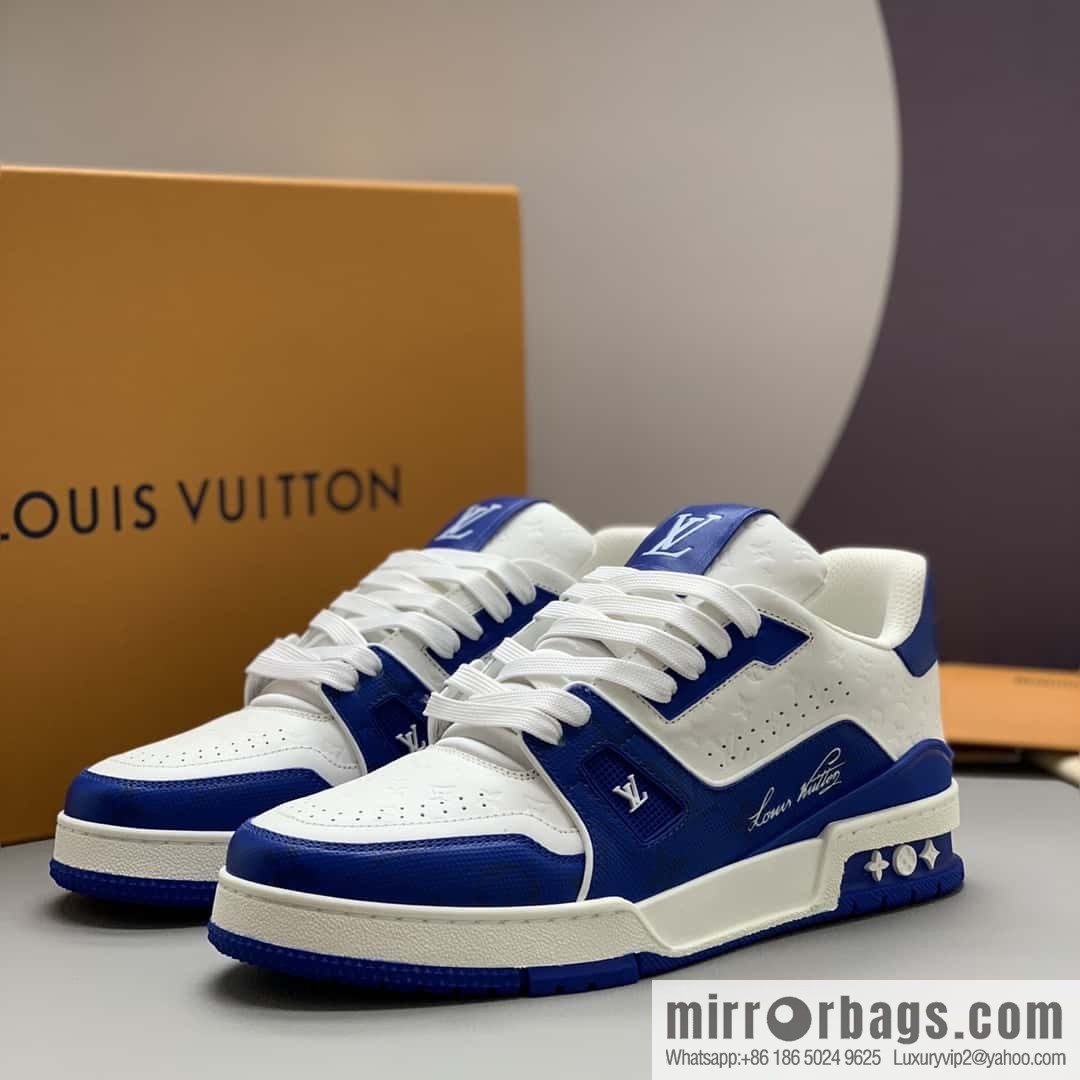 LV color matching calfskin Vuitton logo, couple sports running shoes