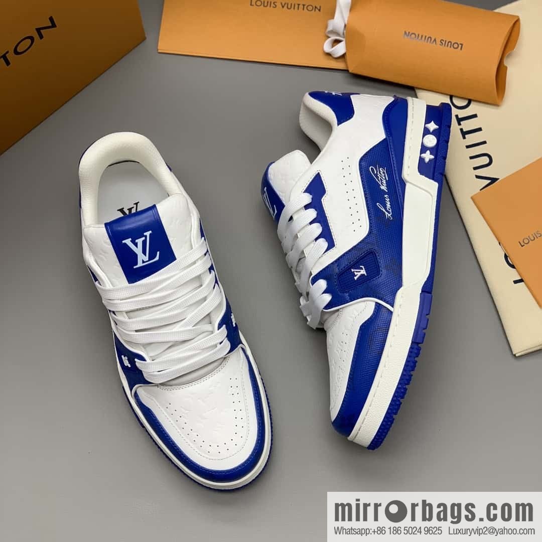 LV color matching calfskin Vuitton logo, couple sports running shoes