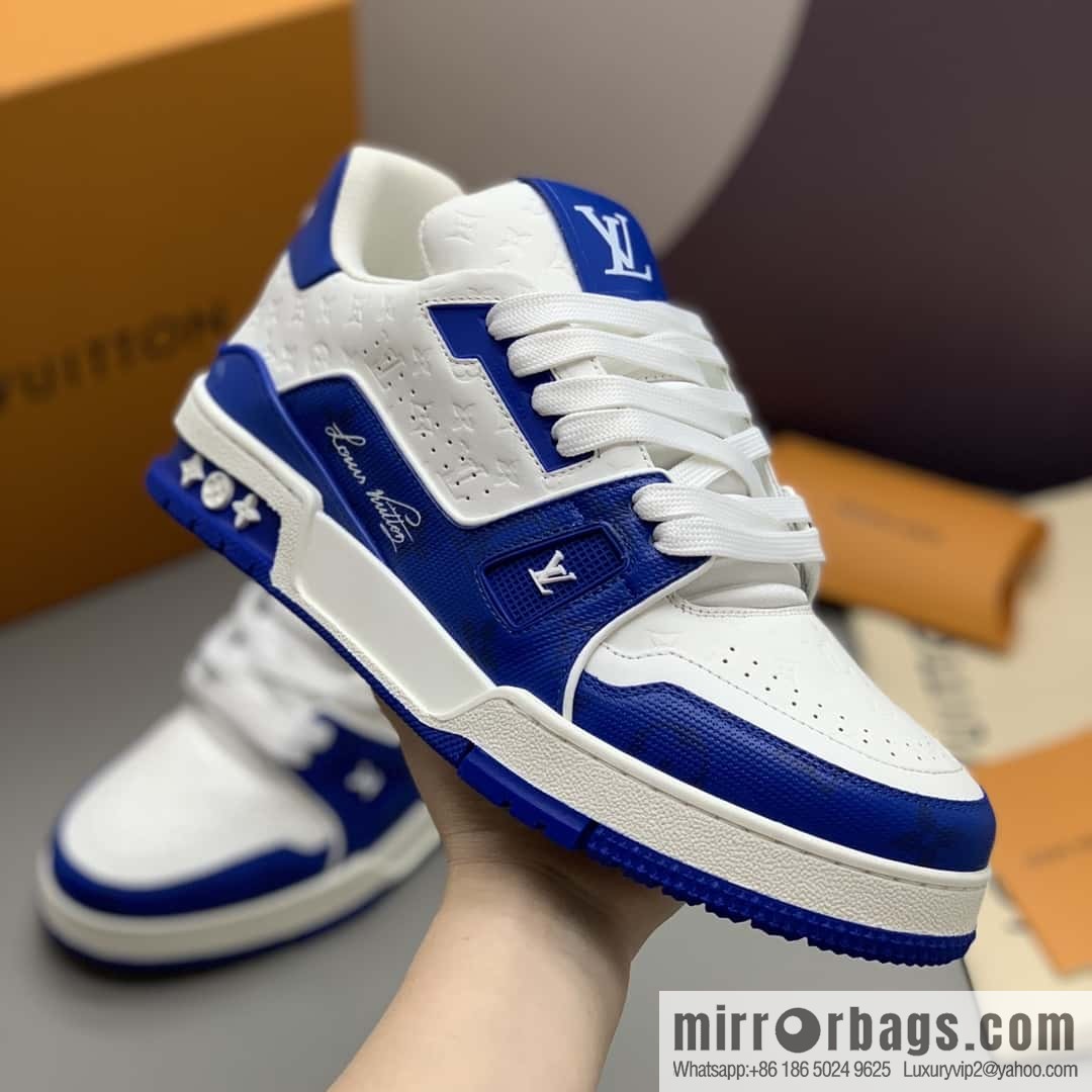 LV color matching calfskin Vuitton logo, couple sports running shoes