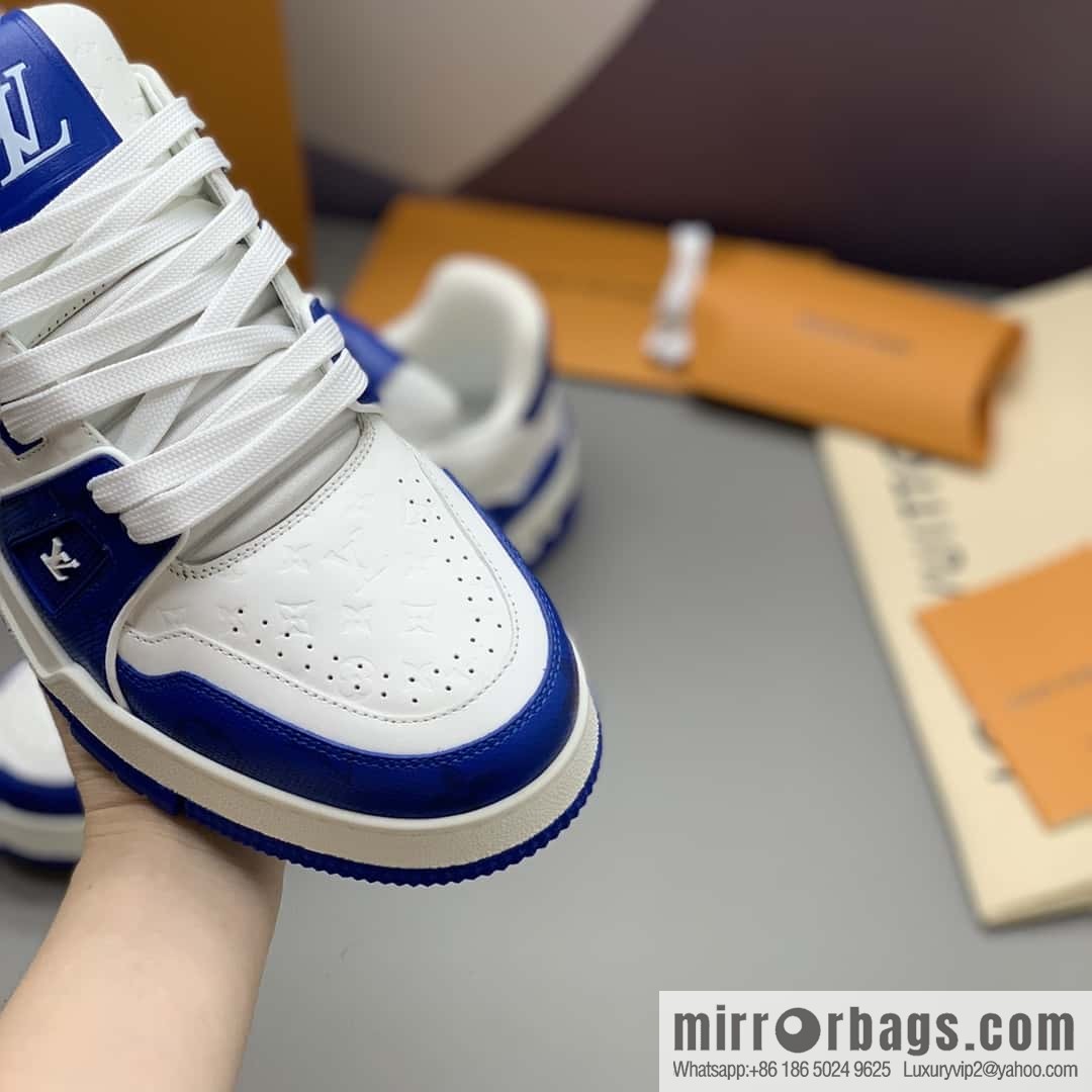 LV color matching calfskin Vuitton logo, couple sports running shoes