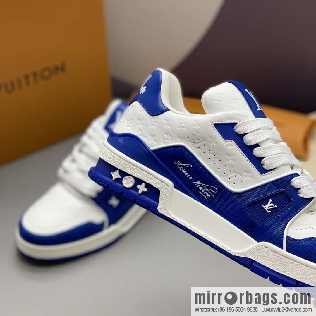 LV color matching calfskin Vuitton logo, couple sports running shoes