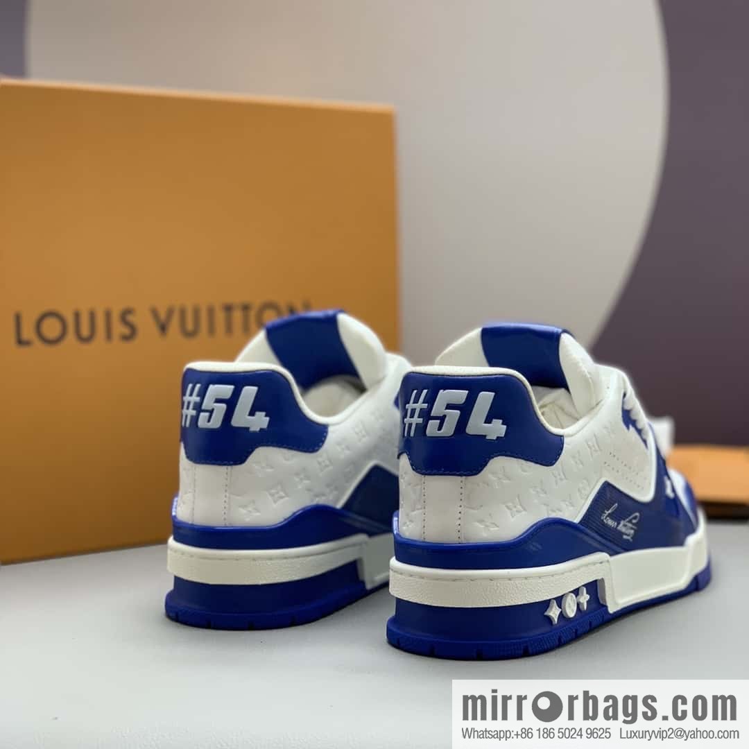 LV color matching calfskin Vuitton logo, couple sports running shoes