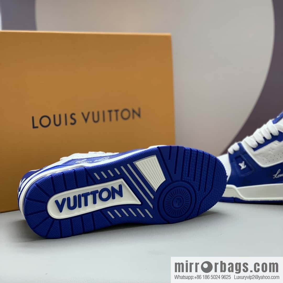 LV color matching calfskin Vuitton logo, couple sports running shoes