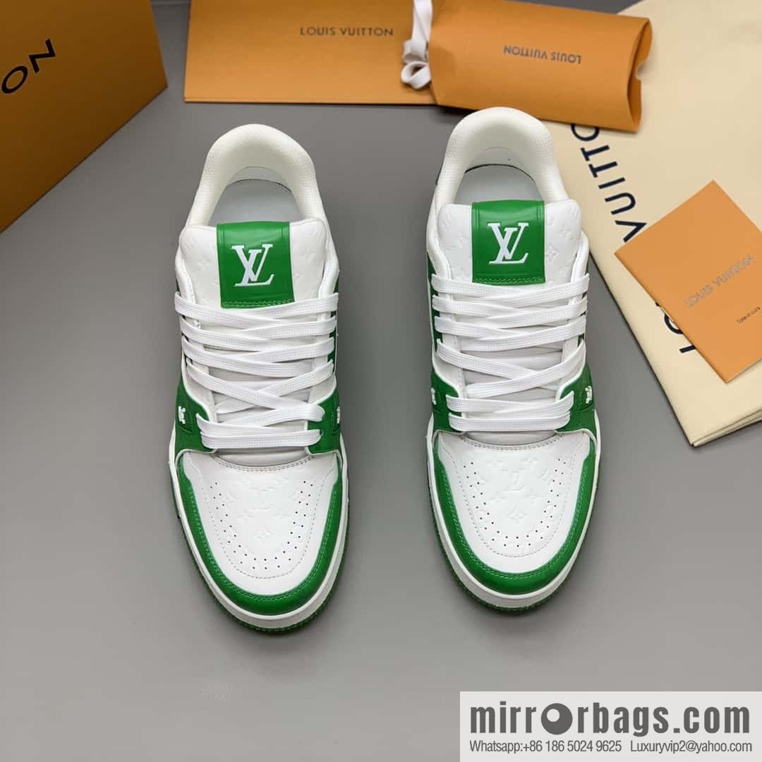 LV color matching calfskin Vuitton logo, couple sports running shoes