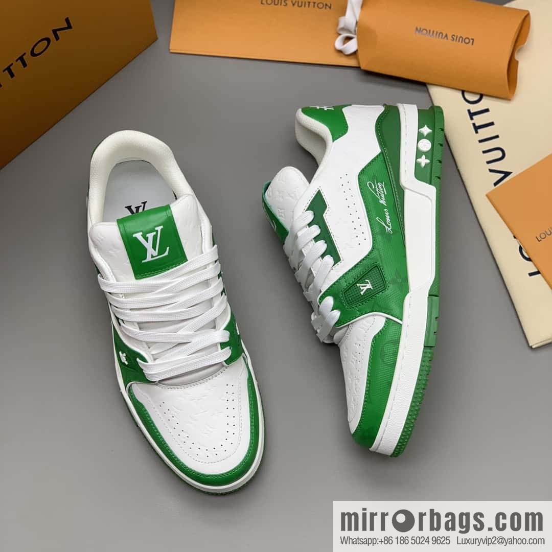 LV color matching calfskin Vuitton logo, couple sports running shoes