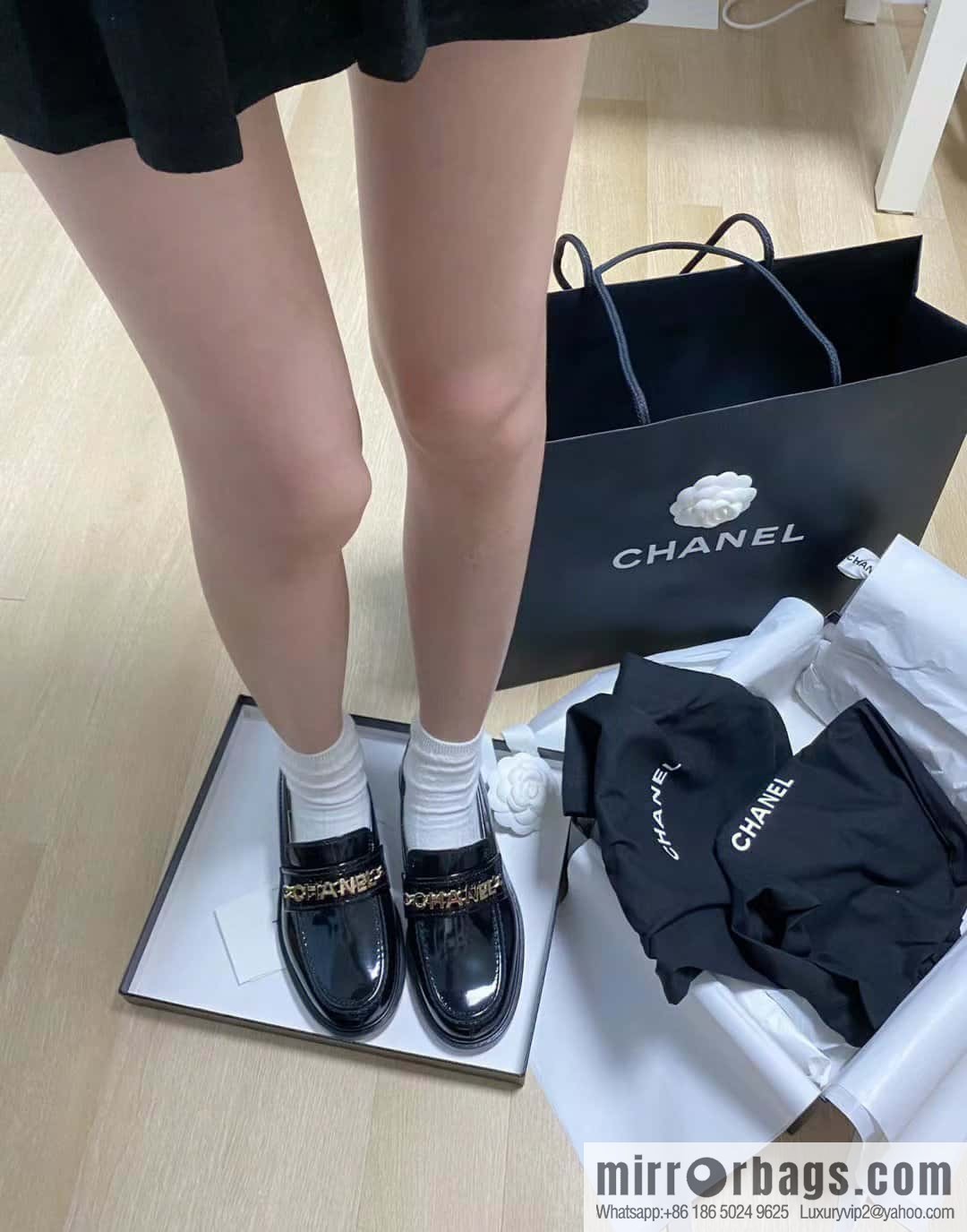 CHANEL Xiaoxiang metal letter chain ⛓ loafers G37430