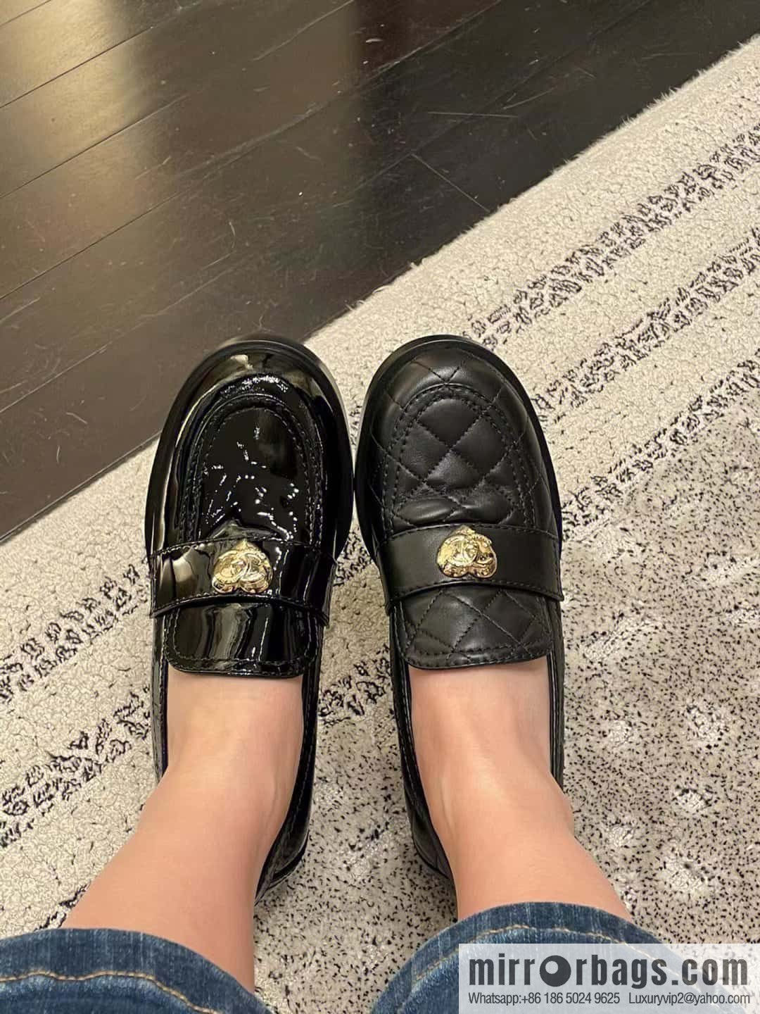 CHANEL Xiaoxiang love gold buckle platform loafers G39697 full leather