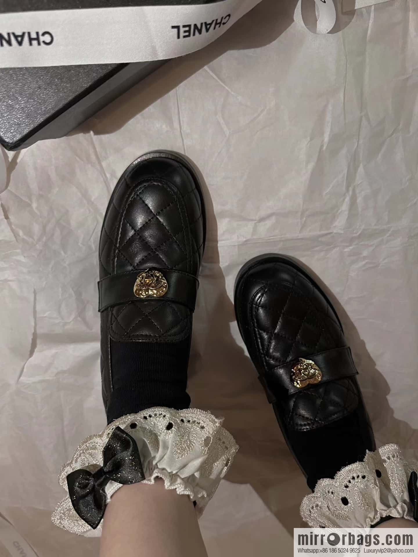 CHANEL Xiaoxiang love gold buckle platform loafers G39697 full leather