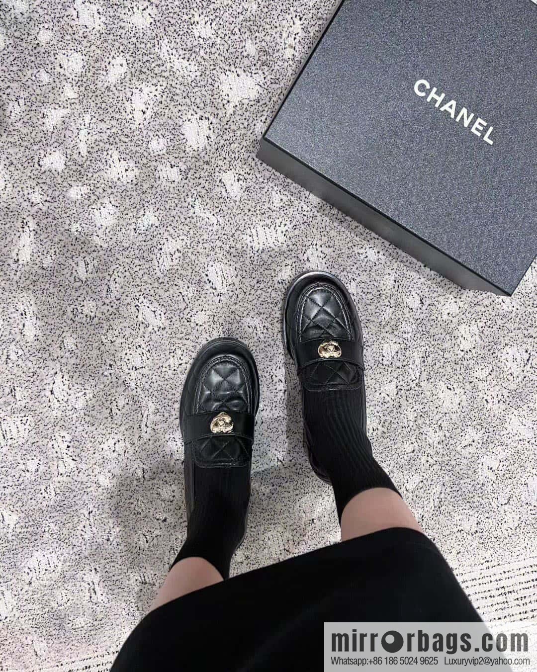 CHANEL Xiaoxiang love gold buckle platform loafers G39697 full leather