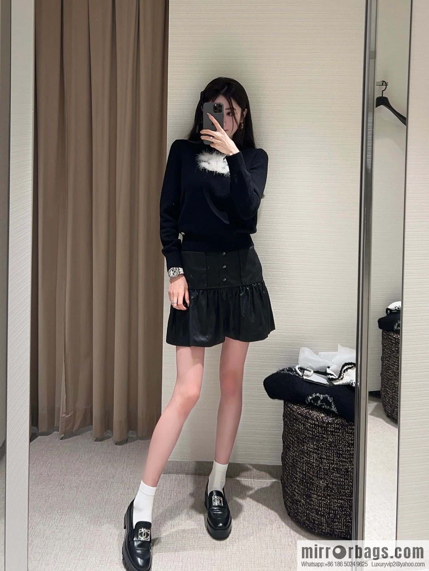 CHANEL Xiaoxiang double C silver big logo platform loafers
