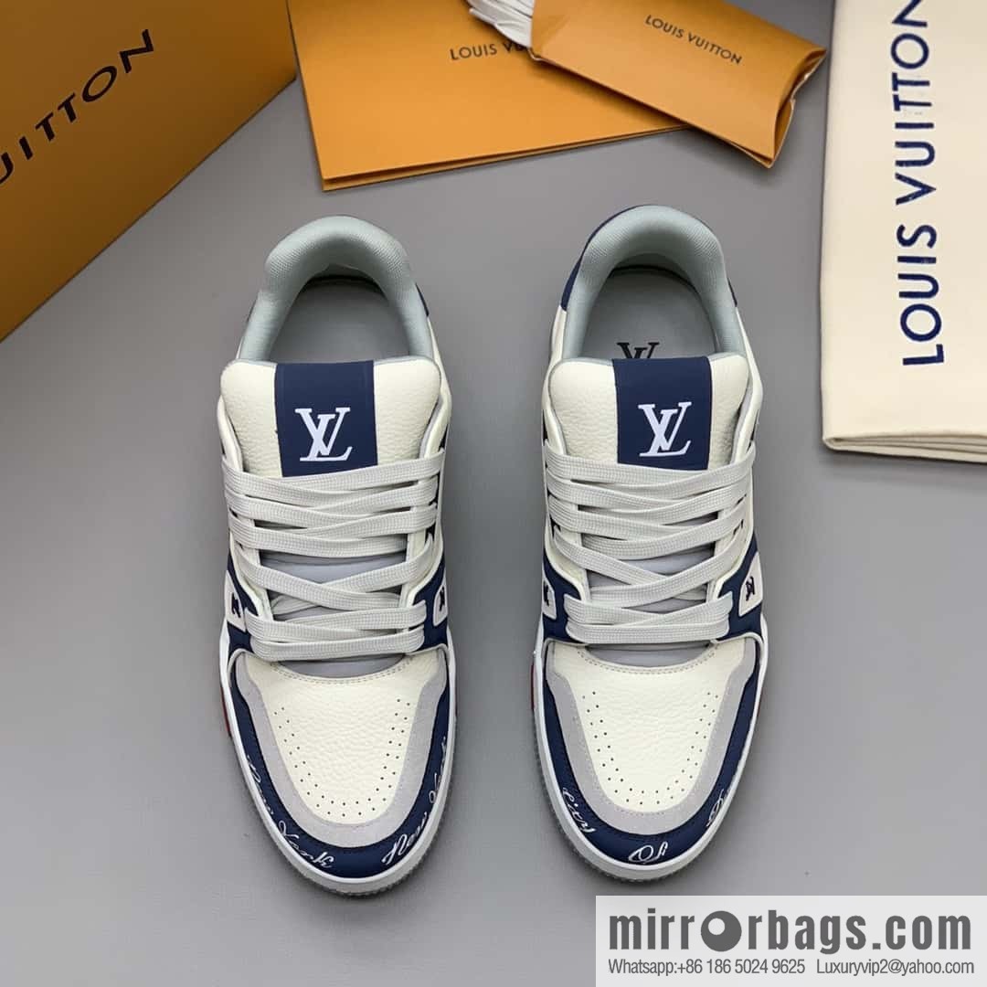 LV white calfskin, men's sports and leisure shoes.