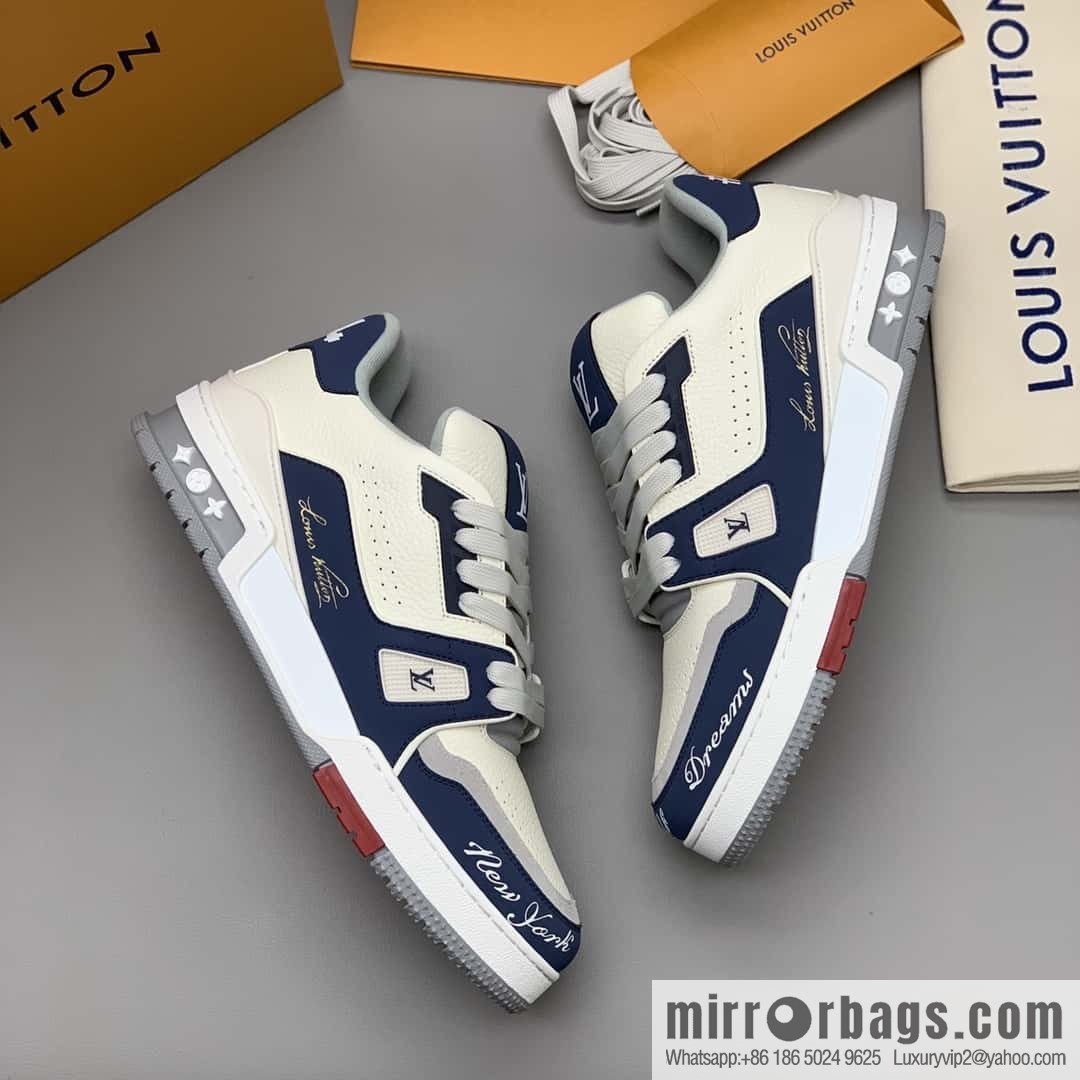 LV white calfskin, men's sports and leisure shoes.