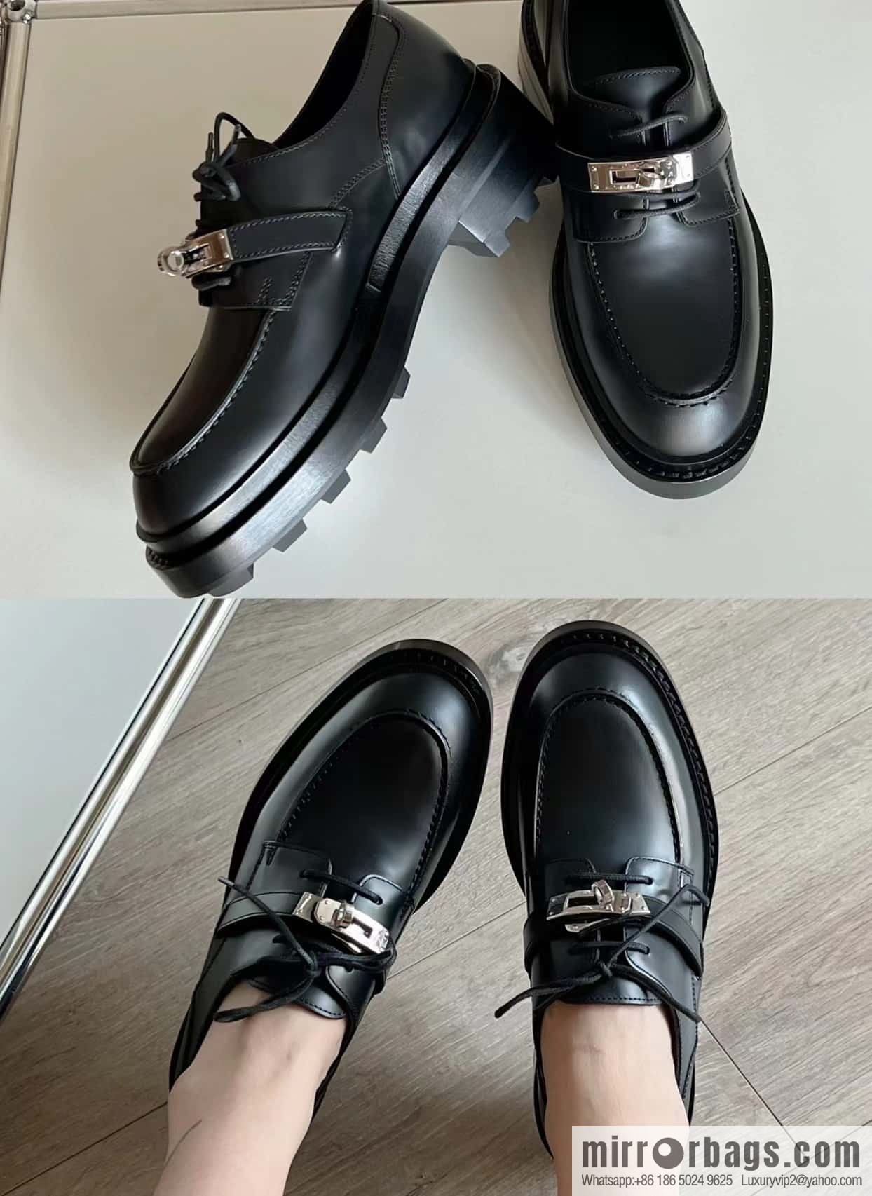 Hermes, Hermes autumn and winter kelly buckle platform loafers
