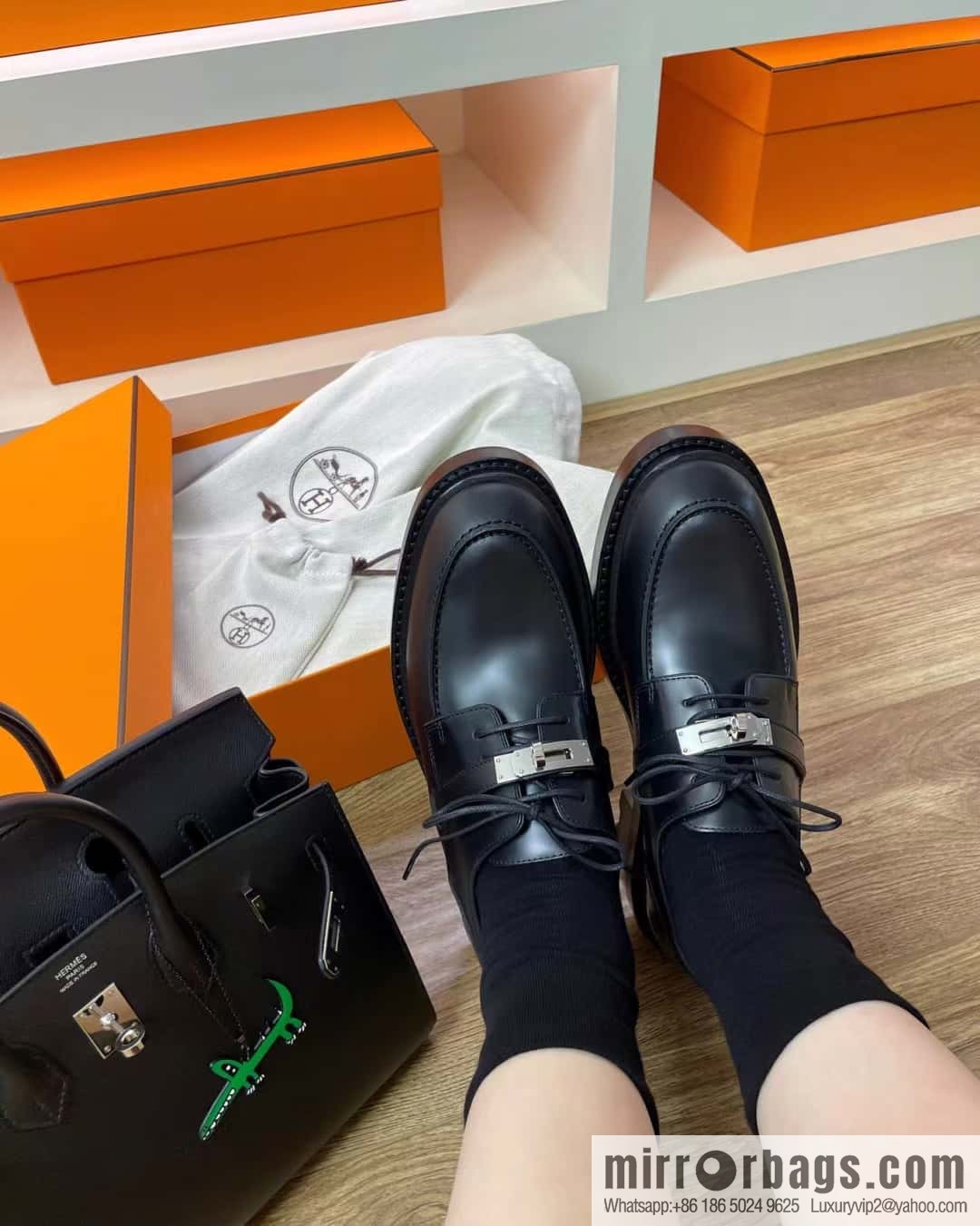 Hermes, Hermes autumn and winter kelly buckle platform loafers