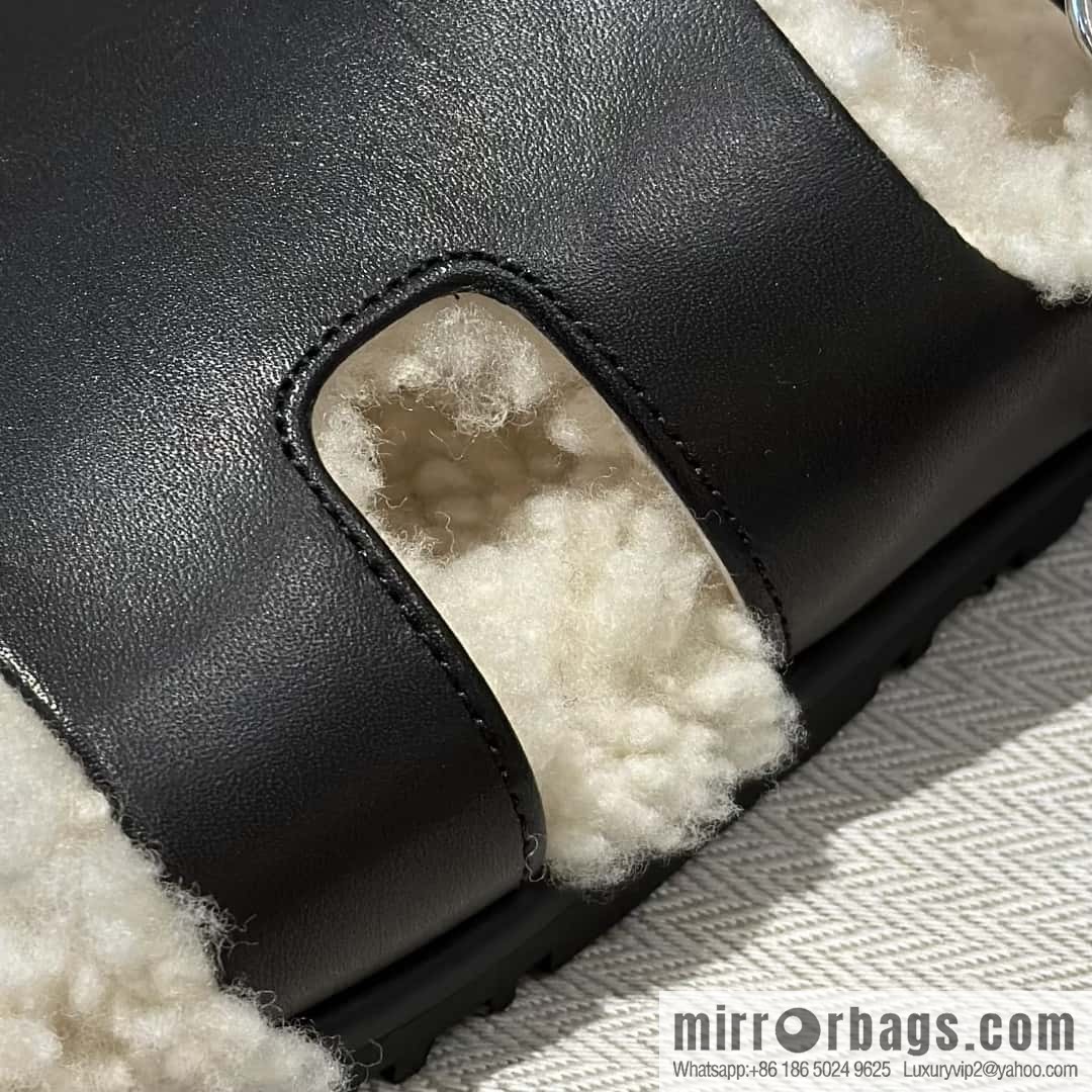 Hermès Lamb Wool Chypre Sandals