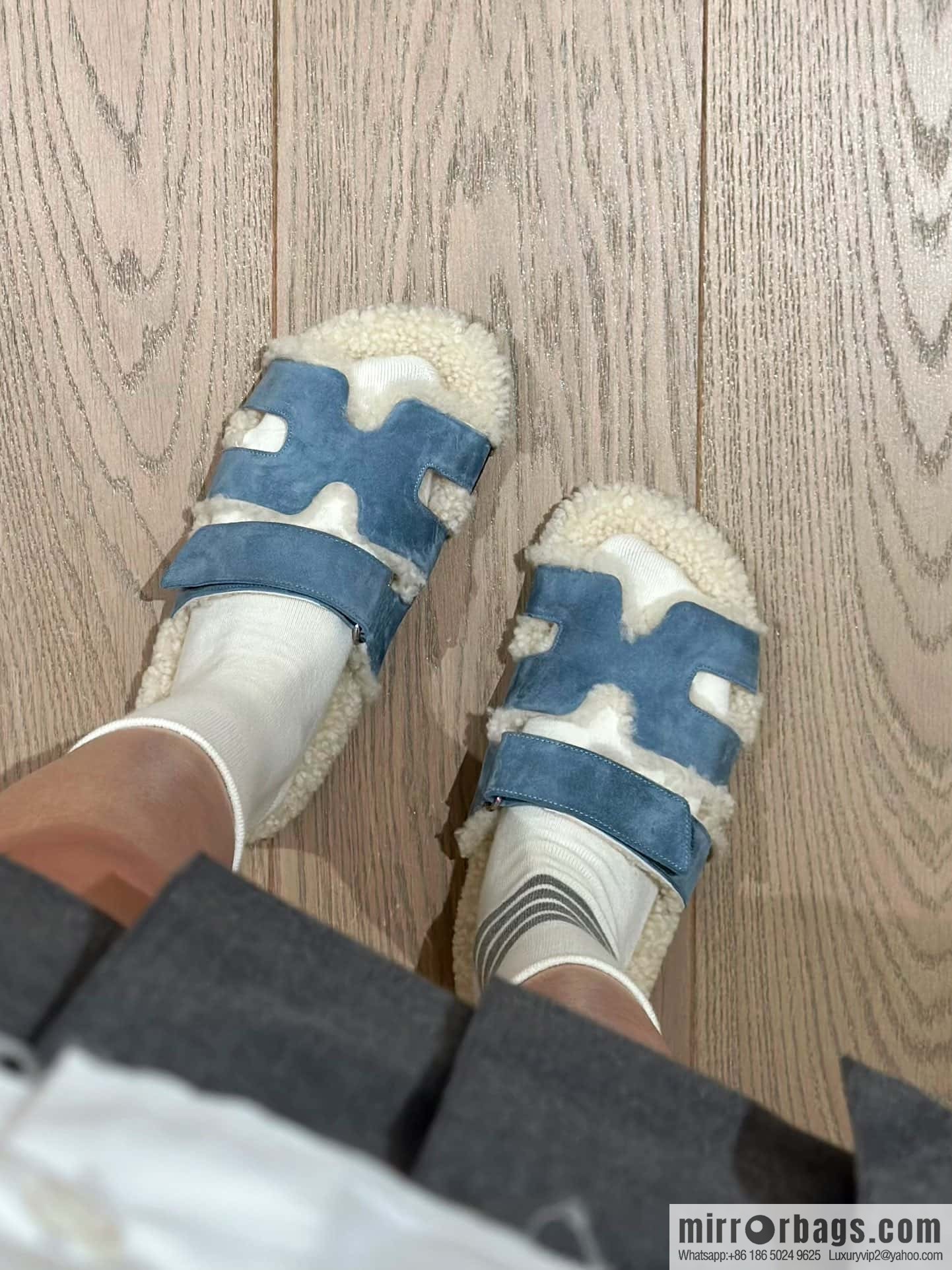 Hermès Lamb Wool Chypre Sandals