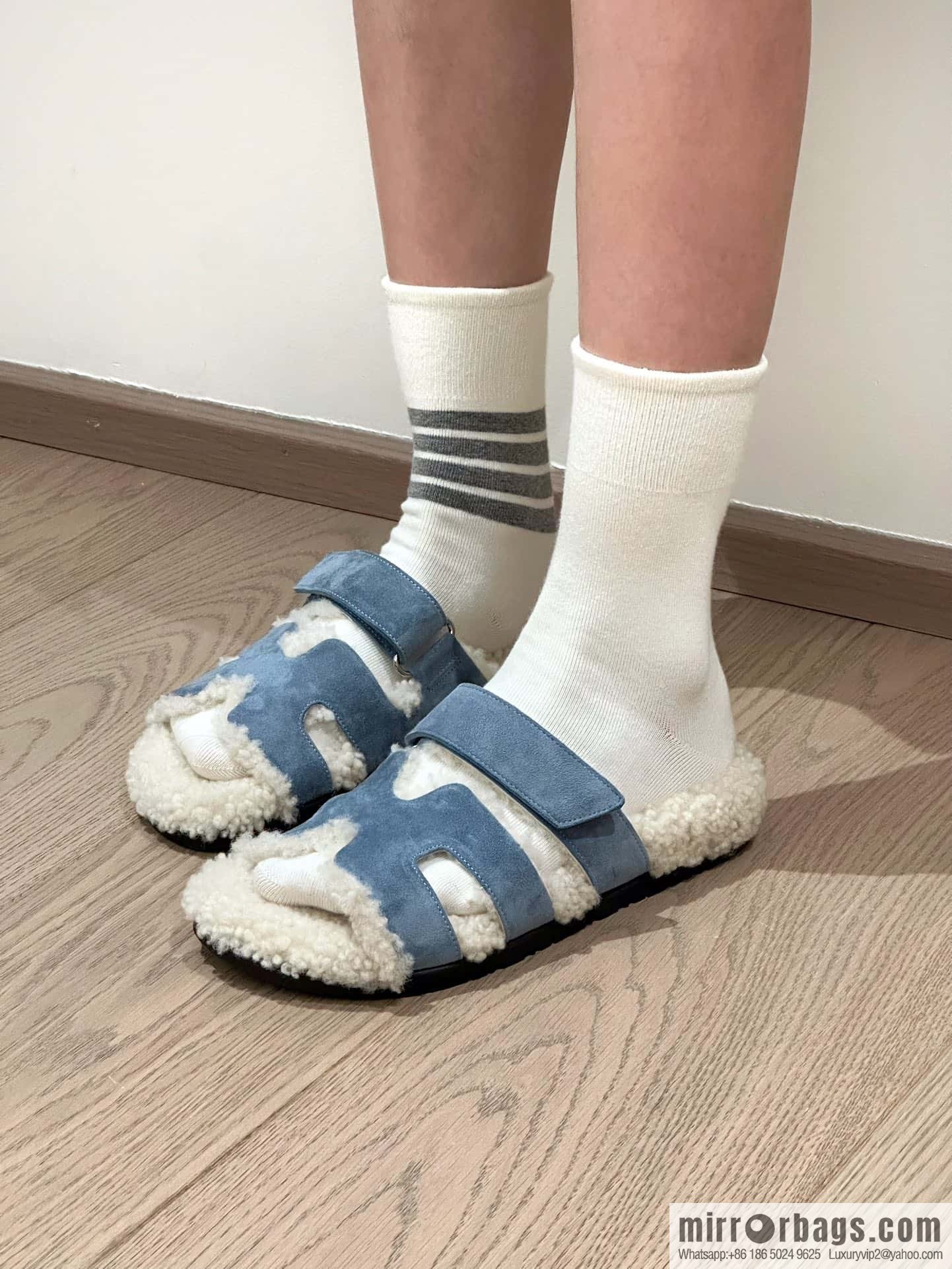 Hermès Lamb Wool Chypre Sandals
