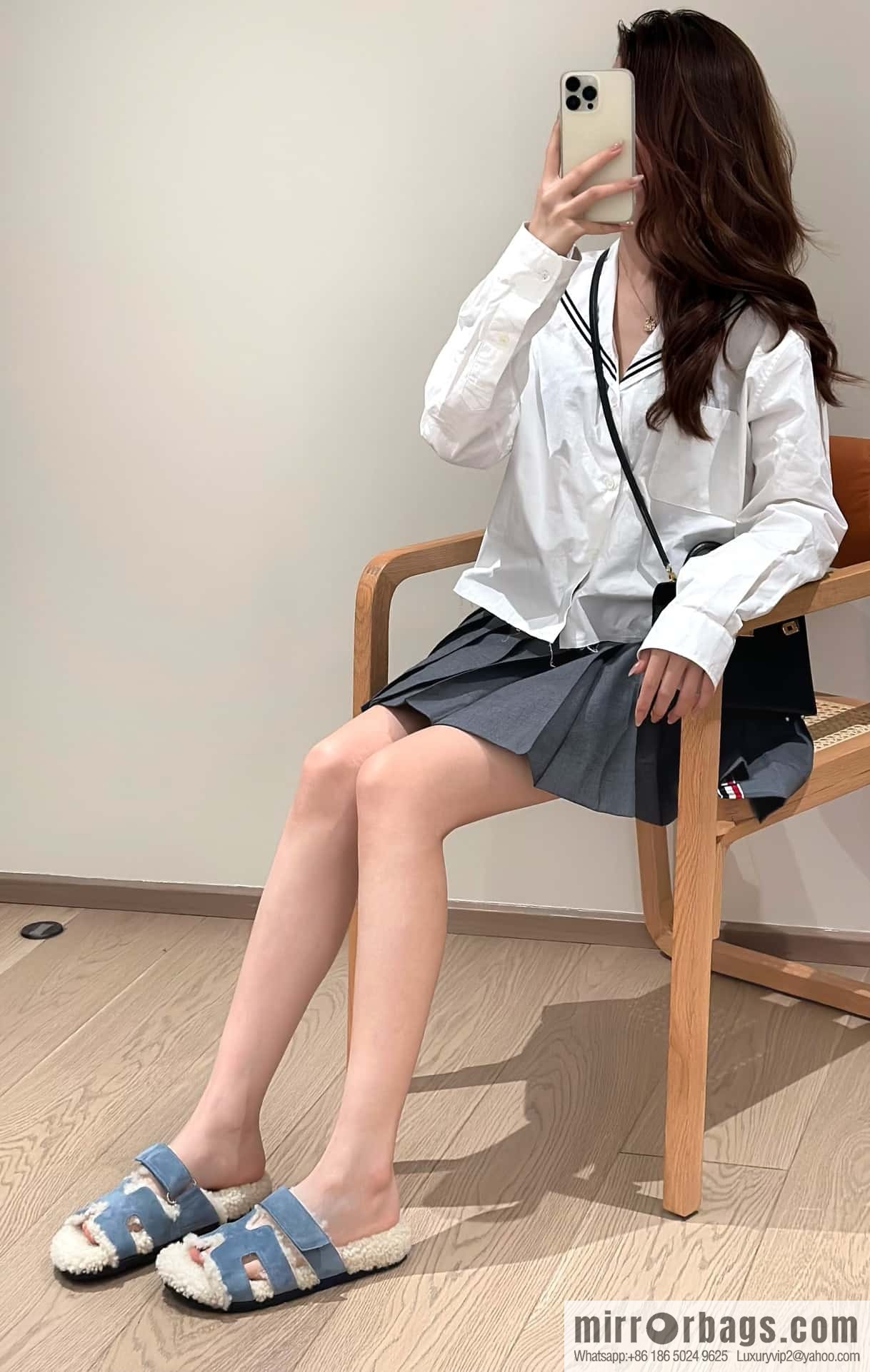Hermès Lamb Wool Chypre Sandals