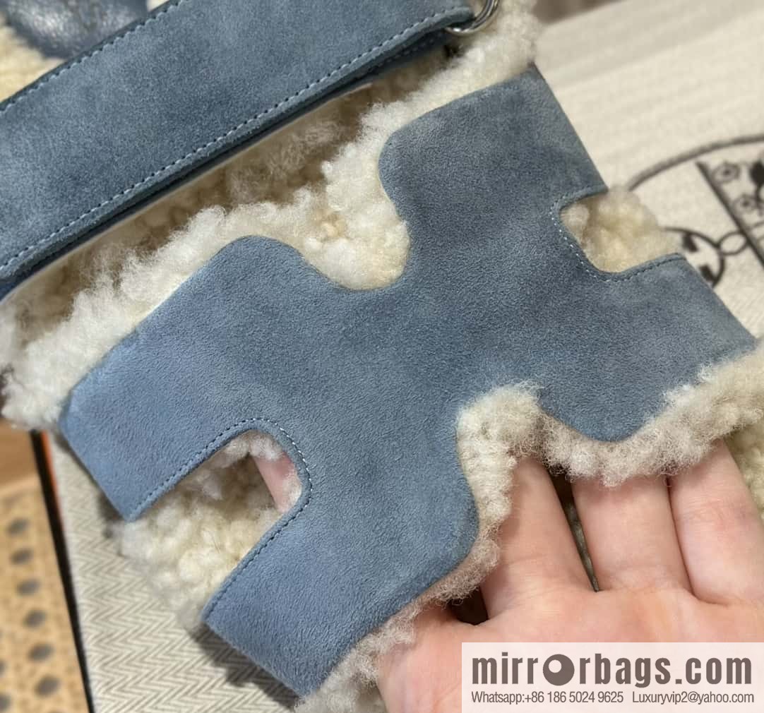 Hermès Lamb Wool Chypre Sandals