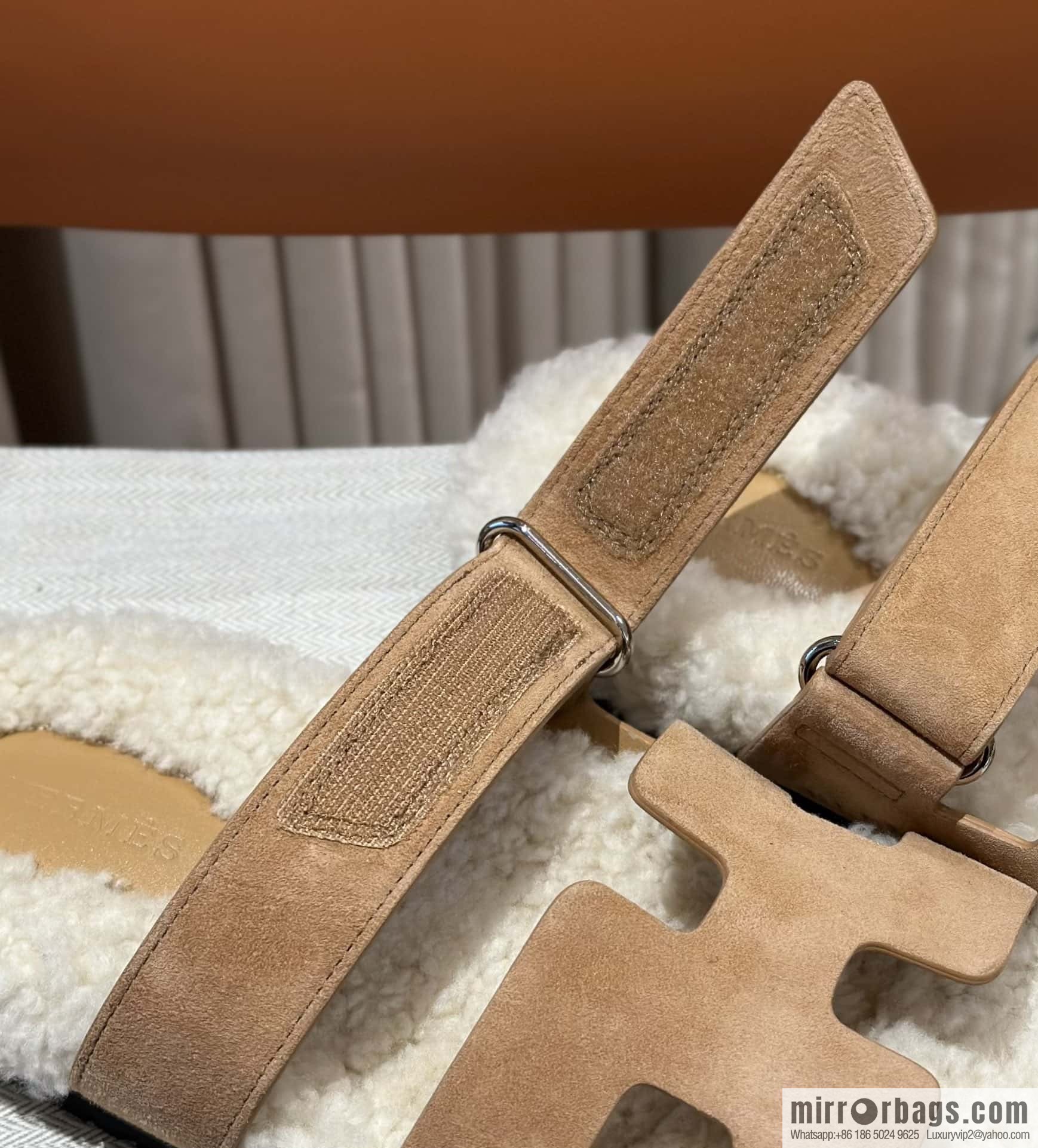 Hermès Lamb Wool Chypre Sandals