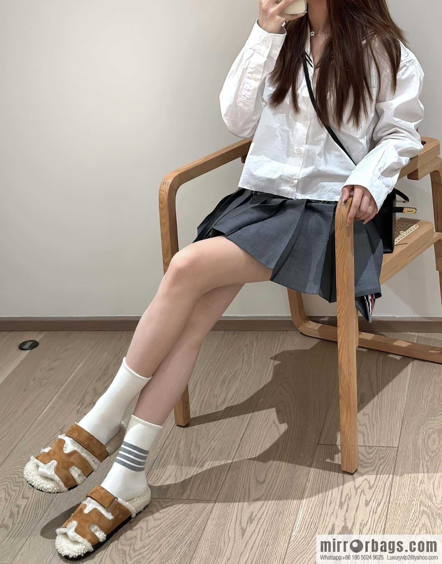 Hermès Lamb Wool Chypre Sandals