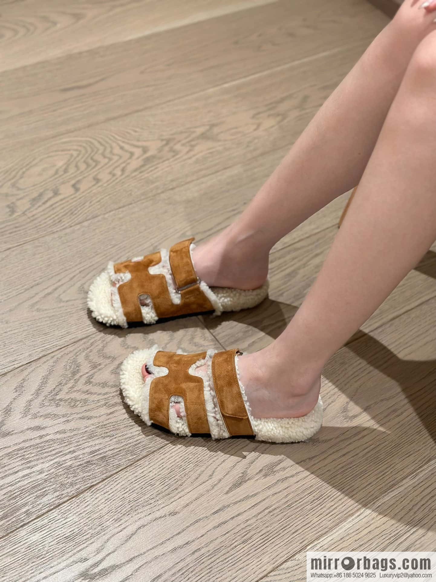 Hermès Lamb Wool Chypre Sandals