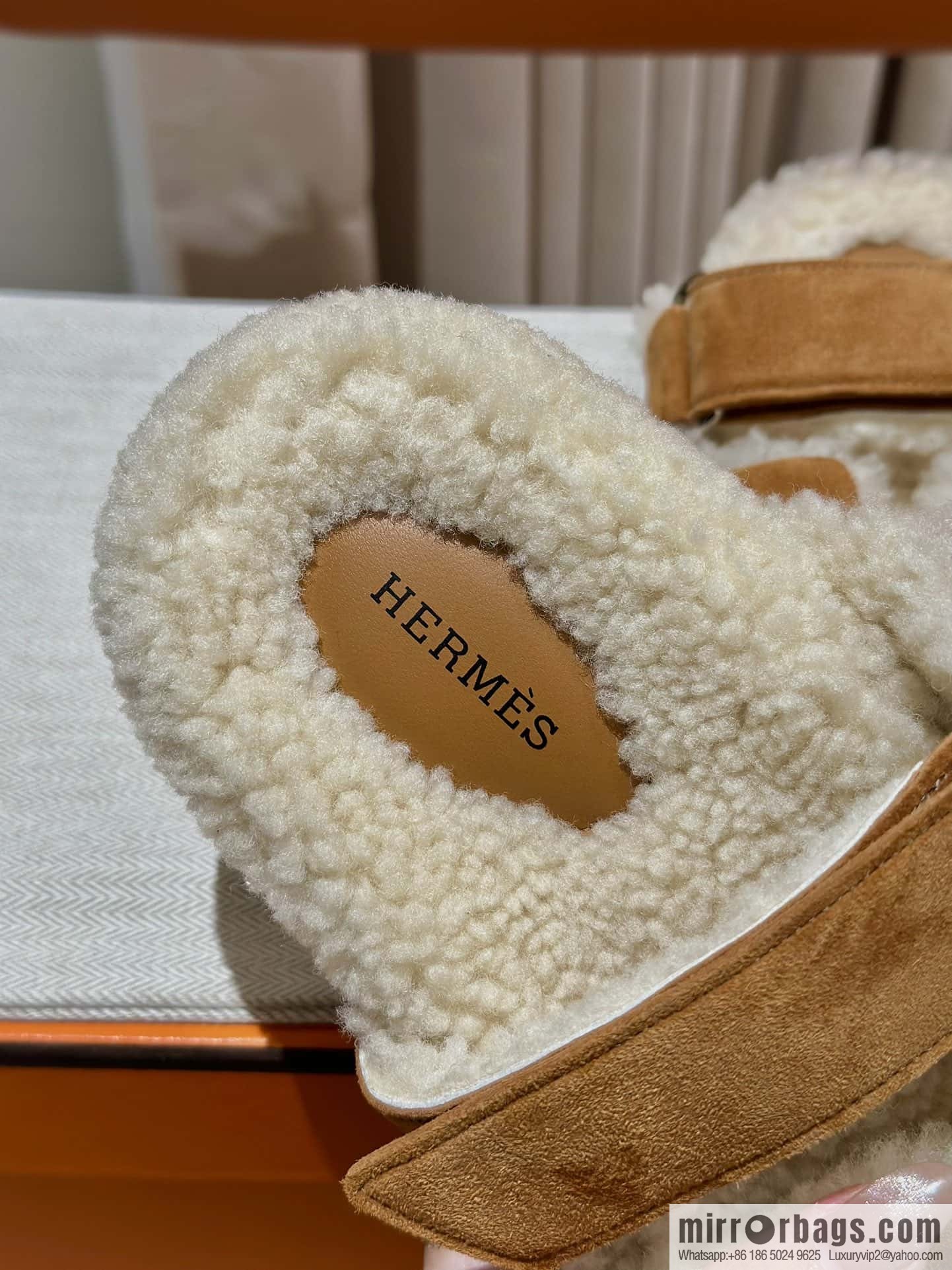 Hermès Lamb Wool Chypre Sandals